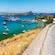 A cobblestone road along Lindos Beach in Rhodes, Greece